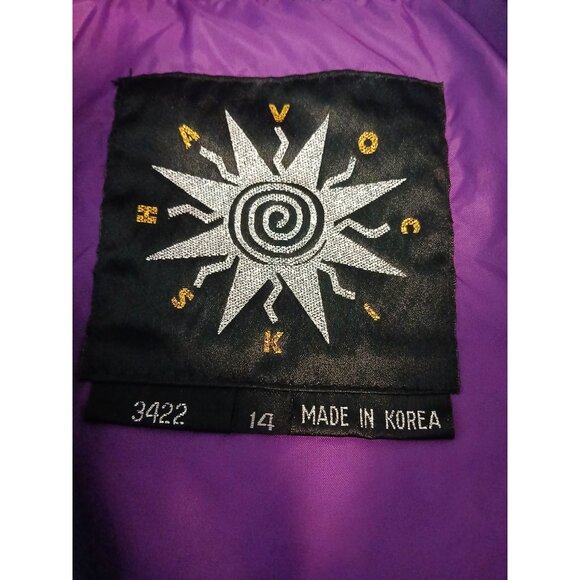 Vintage Havoc Purple Snow Ski Jacket Pockets Size 14 Made In Korea Pull Over - Picture 6 of 16